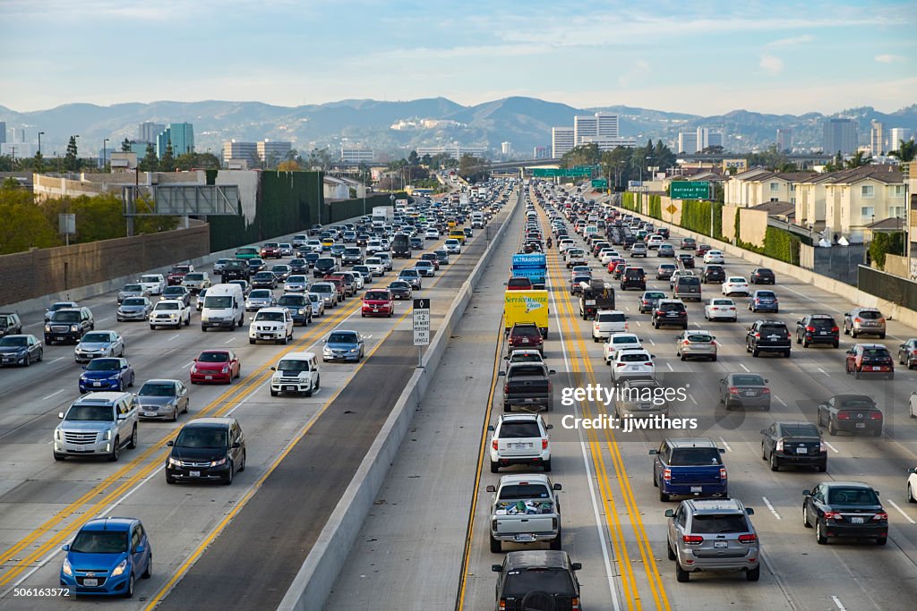Friday Traffic on the 405 freeway North Los Angeles California