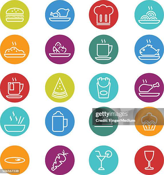 food icon set - bird chefs hat stock illustrations