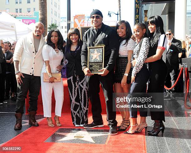 Rapper/actor LL Cool J and family at the Star On The Hollywood Walk of Fame Ceremony held on January 21, 2016 in Hollywood, California.