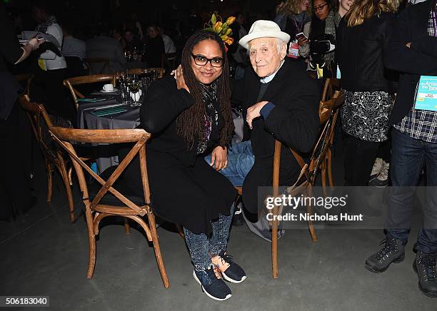 Director Ava DuVernay and writer Norman Lear attends An Artist at the Table: cocktails and dinner program benefit during 2016 Sundance Film Festival...