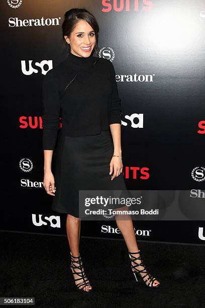 Actress Meghan Markle attends the premiere of USA Network's "Suits" season 5 held at Sheraton Los Angeles Downtown Hotel on January 21, 2016 in Los...