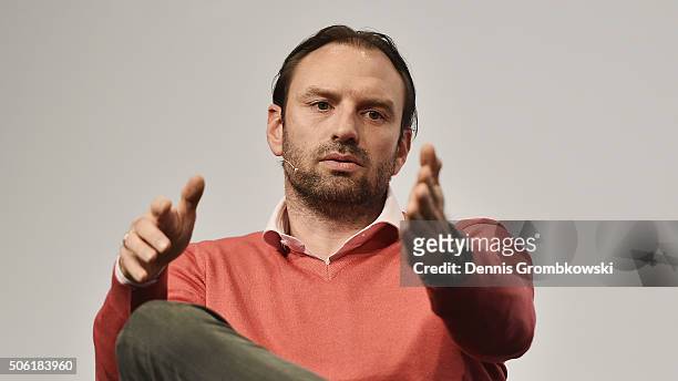 Former football player Jens Nowotny reacts during Day 1 of the DFB Science Congress at Steigenberger Airport Hotel on January 21, 2016 in Frankfurt...