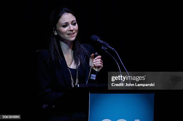 Michelle Levitt receives the award for " Bubble Guppies" in the Television Animation -Children category at the 31st Annual Artios Awards at Hard Rock...