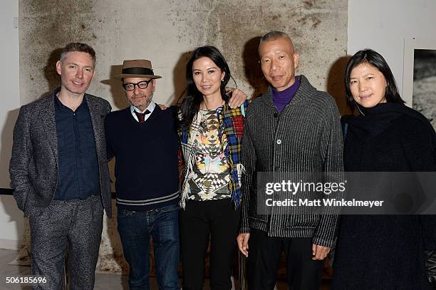 Director Kevin Macdonald, actor Fisher Stevens, producer Wendi Murdoch, artist Cai Guo-Qiang, and HongHong attend the "Sky Ladder: The Art of Cai...