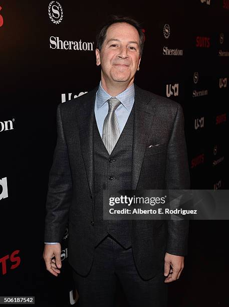 Creator/executive producer Aaron Korsh attends the premiere of USA Network's "Suits" Season 5 at the Sheraton Los Angeles Downtown Hotel on January...