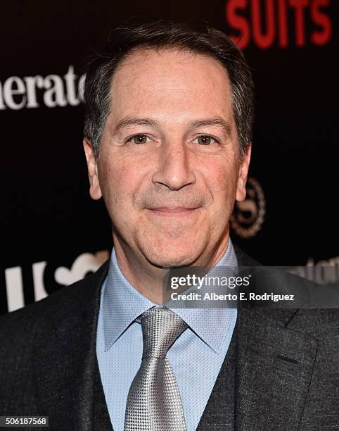 Creator/executive producer Aaron Korsh attends the premiere of USA Network's "Suits" Season 5 at the Sheraton Los Angeles Downtown Hotel on January...