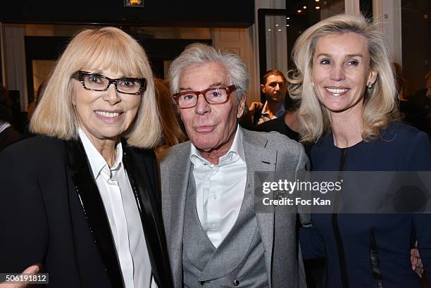 Mireille Darc, Jean-Daniel LorieuxÊand Laura Restelli Brizard attend the Mireille Darc Photo Exhibition Preview at Artcurial on January 21, 2016 in...