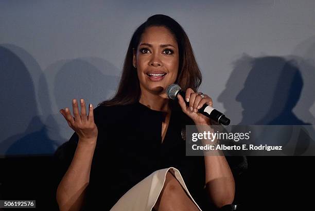 Actress Gina Torres attends a Q&A following the premiere of USA Network's "Suits" Season 5 at Sheraton Los Angeles Downtown Hotel on January 21, 2016...