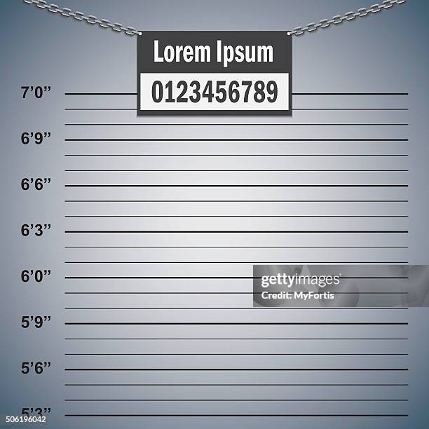 ilustraciones, imágenes clip art, dibujos animados e iconos de stock de mugshot, prisionero línea de fondo - height chart