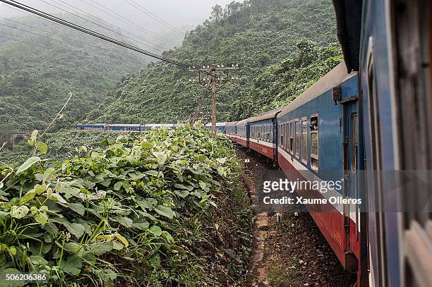 General view of the train journey between Halong Bay and Hanoi on December 30, 2013 in Halong Bay, Vietnam.