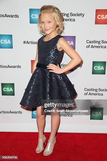Actress Alyvia Alyn Lind attends the Casting Society Of America's 31st Annual Artios Awards at The Beverly Hilton Hotel on January 21, 2016 in...