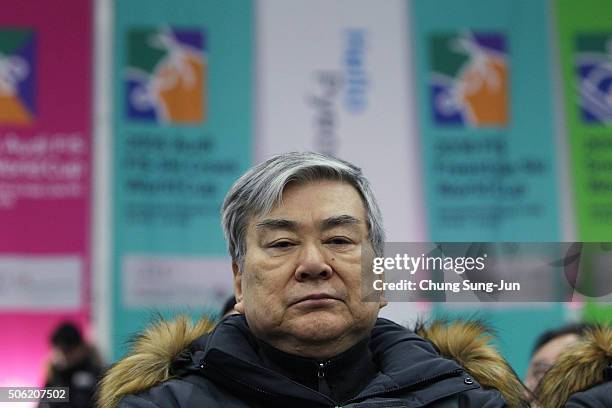 Cho Yang-Ho, president of the Pyeongchang 2018 Winter Olympics Organizing Committee attends the venue opening ceremony for the forthcoming official...