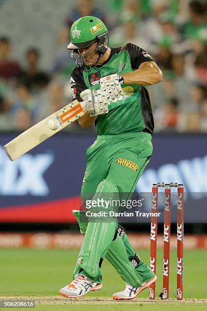 Marcus Stoinis of the Melbourne Stars bats during the Big Bash League Semi Final match between the Melbourne Stars and the Perth Scorchers at...