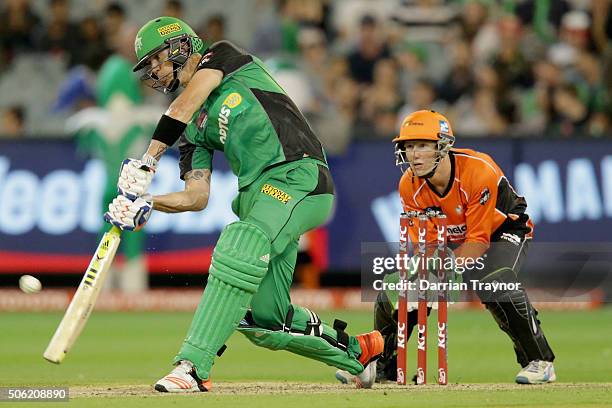 Kevin Pietersen of the Melbourne Stars bats during the Big Bash League Semi Final match between the Melbourne Stars and the Perth Scorchers at...