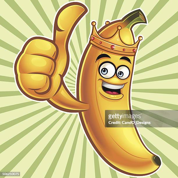 banana comic-daumen hoch - könig königliche persönlichkeit stock-grafiken, -clipart, -cartoons und -symbole