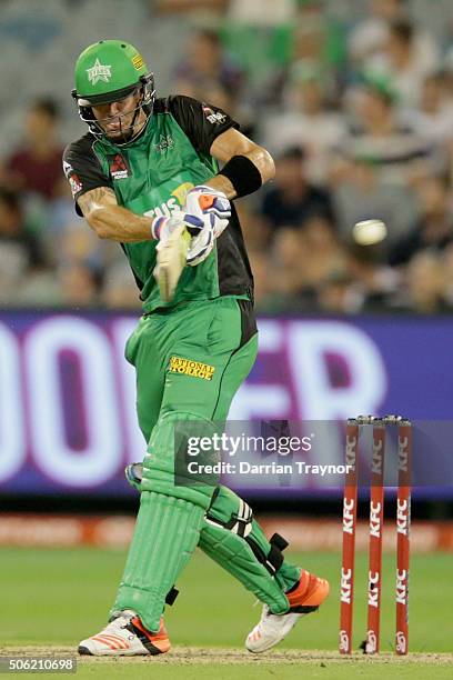 Kevin Pietersen of the Melbourne Stars bats during the Big Bash League Semi Final match between the Melbourne Stars and the Perth Scorchers at...