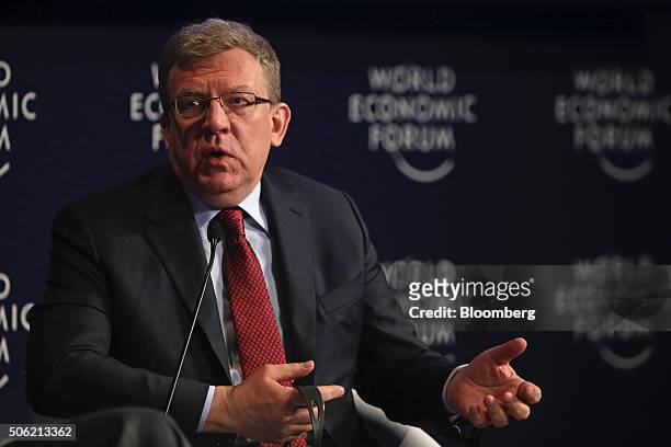 Alexei Kudrin, Russia's former finance minister and dean at Saint Petersburg State University, gestures as he speaks during a panel session at the...