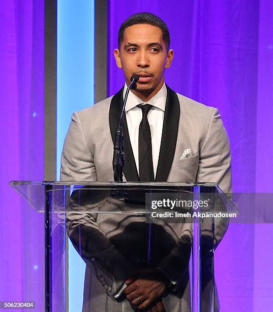 Actor Neil Brown Jr. Speaks onstage during the Casting Society Of America's 31st Annual Artios Awards at The Beverly Hilton Hotel on January 21, 2016...