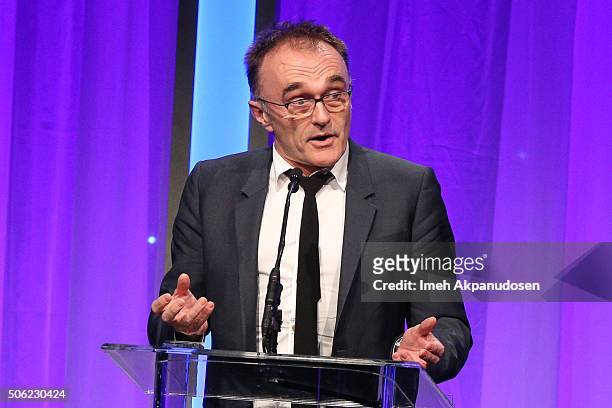 Director Danny Boyle speaks onstage during the Casting Society Of America's 31st Annual Artios Awards at The Beverly Hilton Hotel on January 21, 2016...
