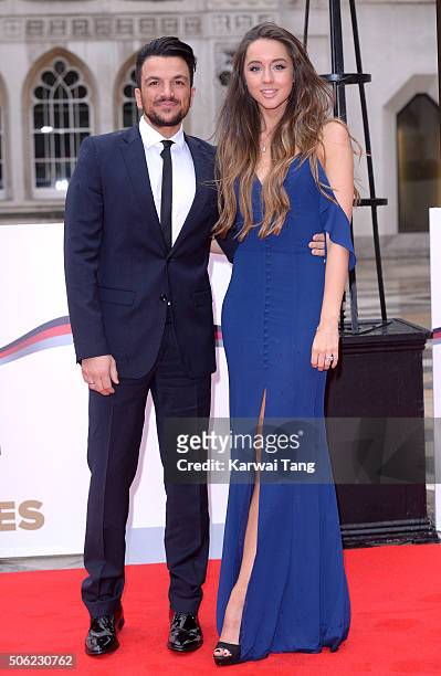 Emily MacDonagh and Peter Andre attend the Sun Military Awards at The Guildhall on January 22, 2016 in London, England.