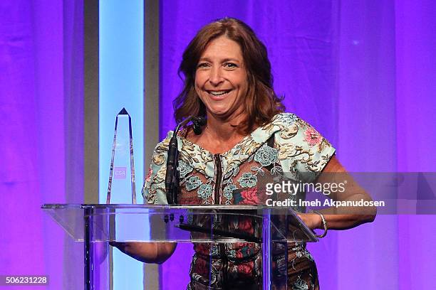 Casting associate Beth Lipari speaks onstage during the Casting Society Of America's 31st Annual Artios Awards at The Beverly Hilton Hotel on January...