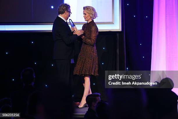 Casting director Bernard Telsey accepts the Hoyt Bowers Award onstage during the Casting Society Of America's 31st Annual Artios Awards at The...