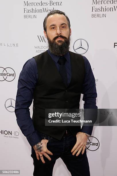 Tobias Bojko attends the Emre Erdemoglu show during the Mercedes-Benz Fashion Week Berlin Autumn/Winter 2016 at Brandenburg Gate on January 22, 2016...