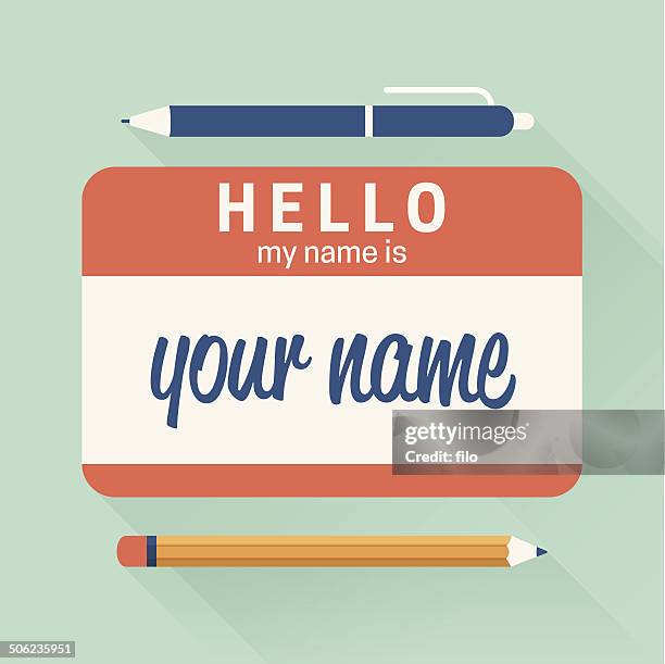 hello my name is badge - family reunion stock illustrations