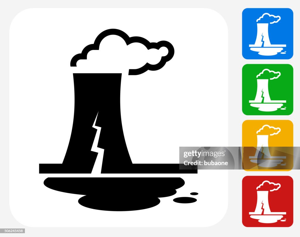Nuclear Leak Icon Flat Graphic Design