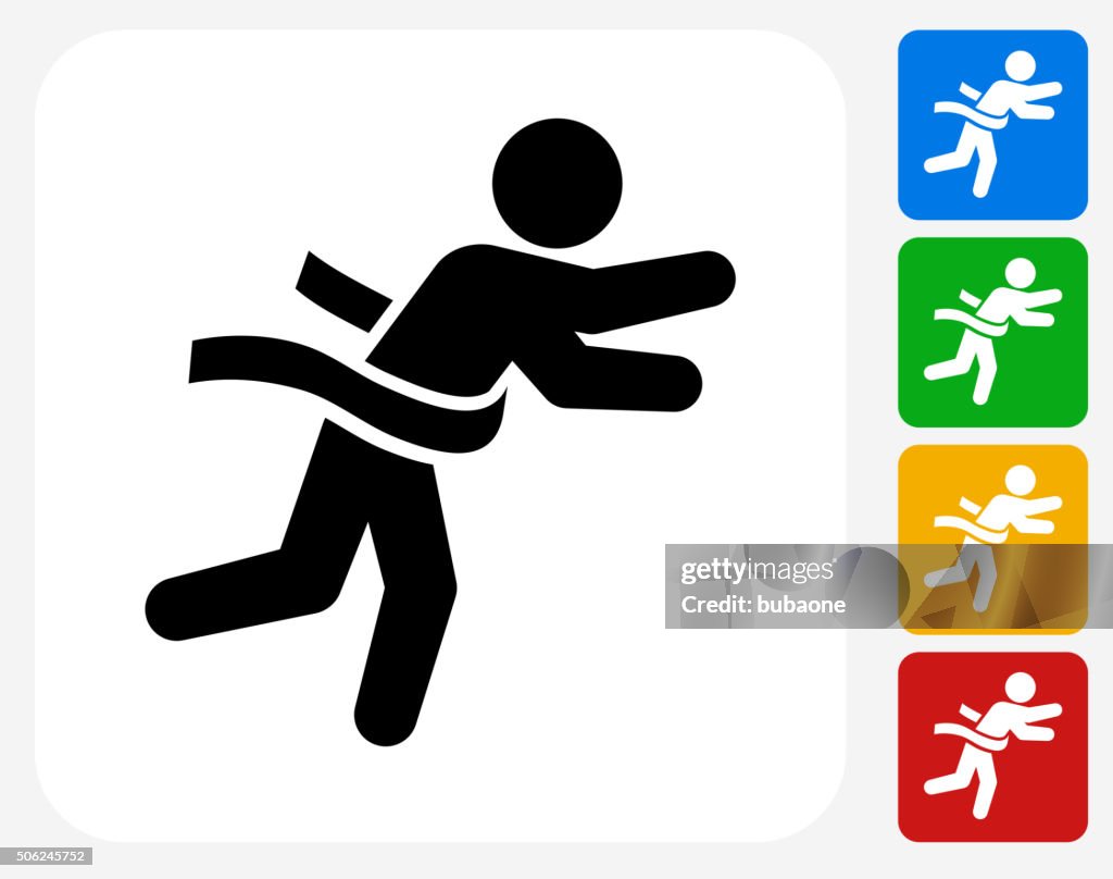 Running to Finish Line Icon Flat Graphic Design