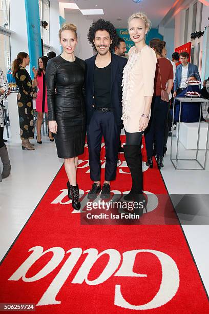 Anne Meyer-Minnemann, Boris Entrup and Franziska Knuppe attend the 'Gala' fashion brunch during the Mercedes-Benz Fashion Week Berlin Autumn/Winter...