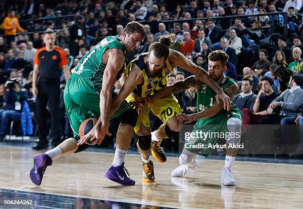 Luigi Datome, #70 of Fenerbahce Istanbul in action during the Turkish Airlines Euroleague Basketball Top 16 Round 4 game between Darussafaka Dogus...