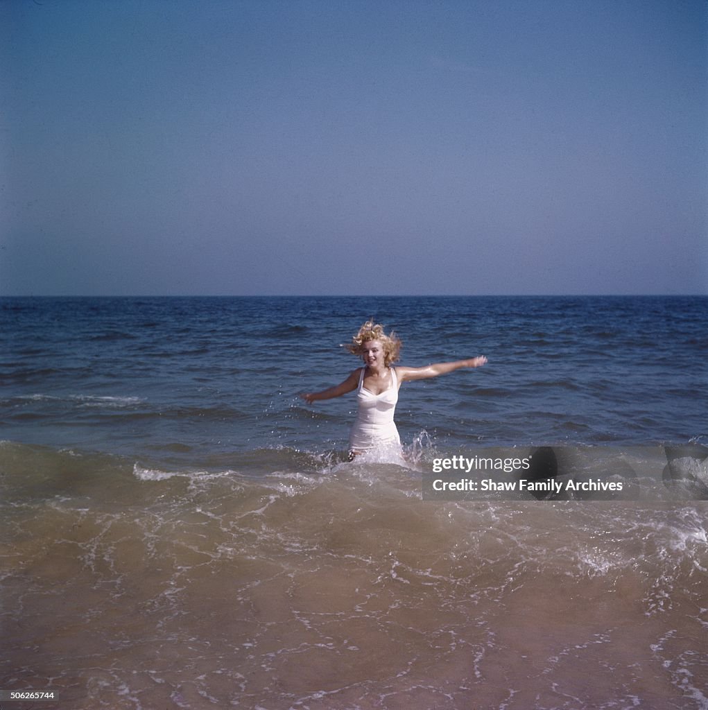 Marilyn Monroe In The Water At The Beach