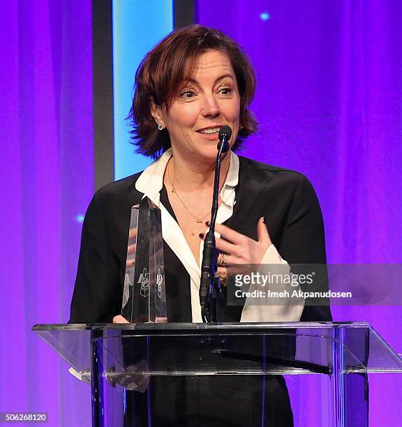 Casting director Nina Gold speaks onstage during the Casting Society Of America's 31st Annual Artios Awards at The Beverly Hilton Hotel on January...