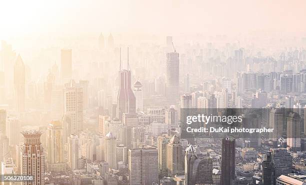 shanghai air pollution - china smog stock pictures, royalty-free photos & images