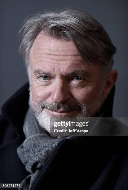 Actor Sam Neill from the film "Hunt for the Wilderpeople" poses for a portrait during the WireImage Portrait Studio hosted by Eddie Bauer at Village...