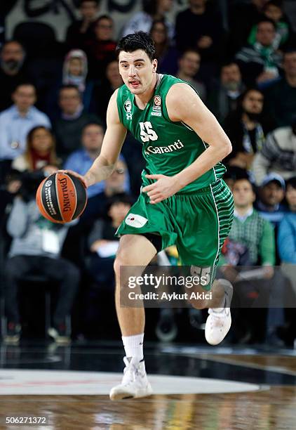 Emir Preldzic, #55 of Darussafaka Dogus Istanbul in action during the Turkish Airlines Euroleague Basketball Top 16 Round 4 game between Darussafaka...