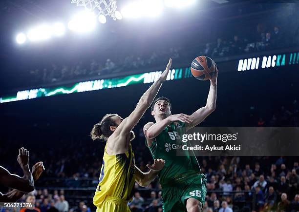 Emir Preldzic, #55 of Darussafaka Dogus Istanbul in action during the Turkish Airlines Euroleague Basketball Top 16 Round 4 game between Darussafaka...