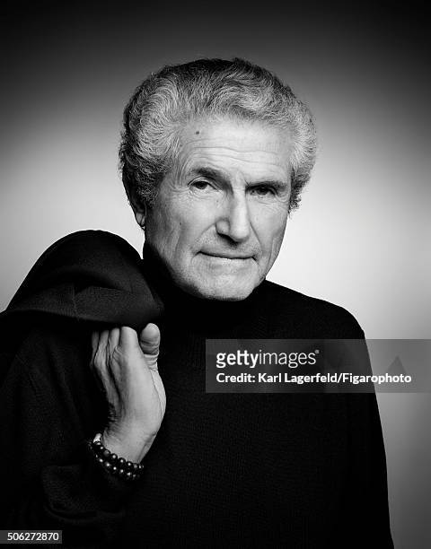 Director/writer Claude Lelouch is photographed for Madame Figaro on November 18, 2015 in Paris, France. Jacket and shirt , jewelry personal....