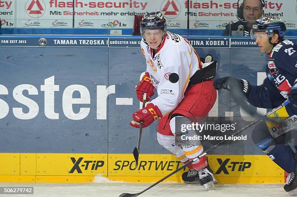 Ken Andre Olimb of the Duesseldorfer EG during the DEL game between the Eisbaeren Berlin and Duesseldorfer EG on January 22, 2016 in Berlin, Germany.