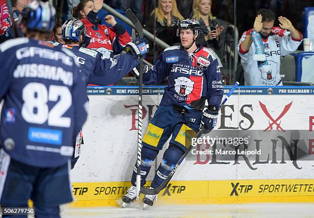 Barry Tallackson of the Eisbaeren Berlin during the DEL game between the Eisbaeren Berlin and Duesseldorfer EG on January 22, 2016 in Berlin, Germany.