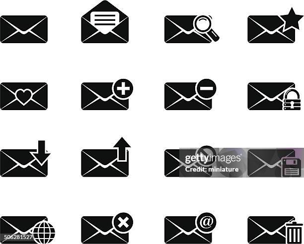 envelope and mail icons - reading mail stock illustrations