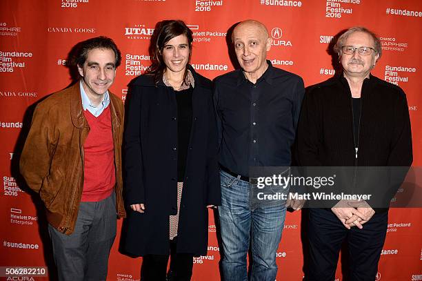 Producer Paul Cadieux, producer Estelle Fialon, director Shimon Dotan, and co-producer Alex Szalat attend the "The Settlers" Premiere during the 2016...