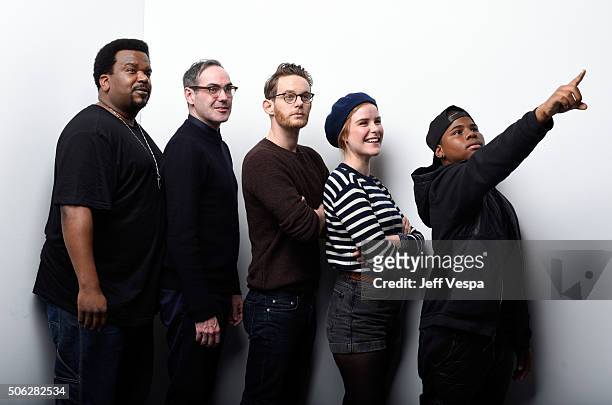 Actor Craig Robinson, director Chad Hartigan, actors Patrick Guldenberg, Carla Juri and Markees Christmas from the film "Morris from America" pose...
