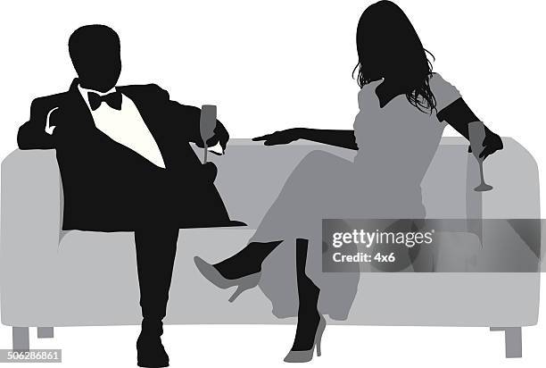 couple sitting on sofa - sofa isolated stock illustrations