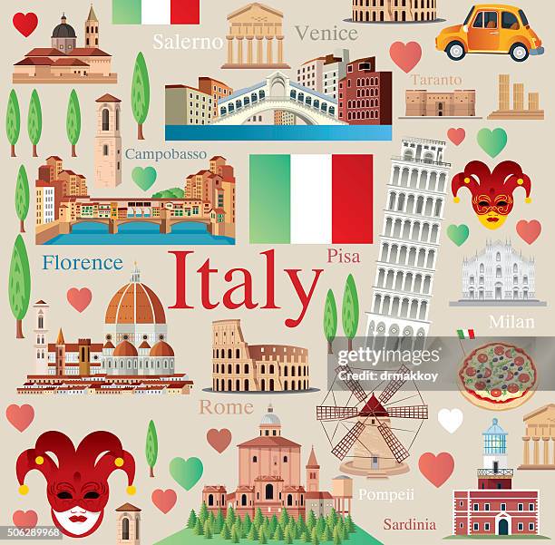 italy symbols - naples stock illustrations