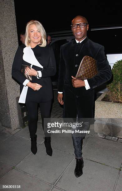 Claire Geary and Chris Eubank attends the Late Late Show on January 22, 2016 in Dublin, Ireland.