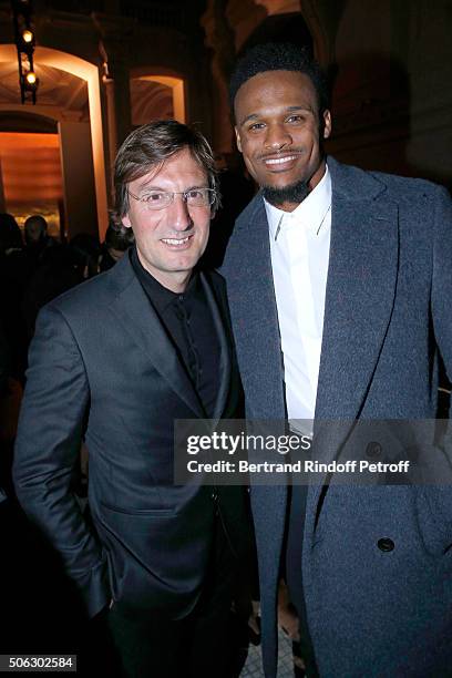 General Director of Berluti Pietro Beccari and American Football Player Brice Butler attend the Berluti Menswear Fall/Winter 2016-2017 show as part...