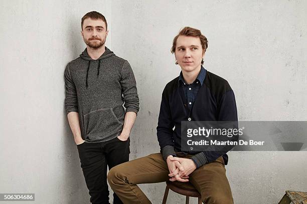 Actors Daniel Radcliffe and Paul Dano from the film "Swiss Army Man" pose for a portrait during the Getty Images Portrait Studio hosted by Eddie...