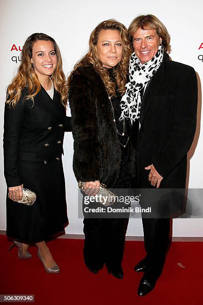 Laura Hinterseer , Romana Hinterseer and Hansi Hinterseer attend the Audi Night 2016 at Hotel zur Tenne on January 22, 2016 in Kitzbuehel, Austria.